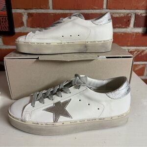 Golden Goose Women's Hi Star Classic with List, star & silver heel size 39